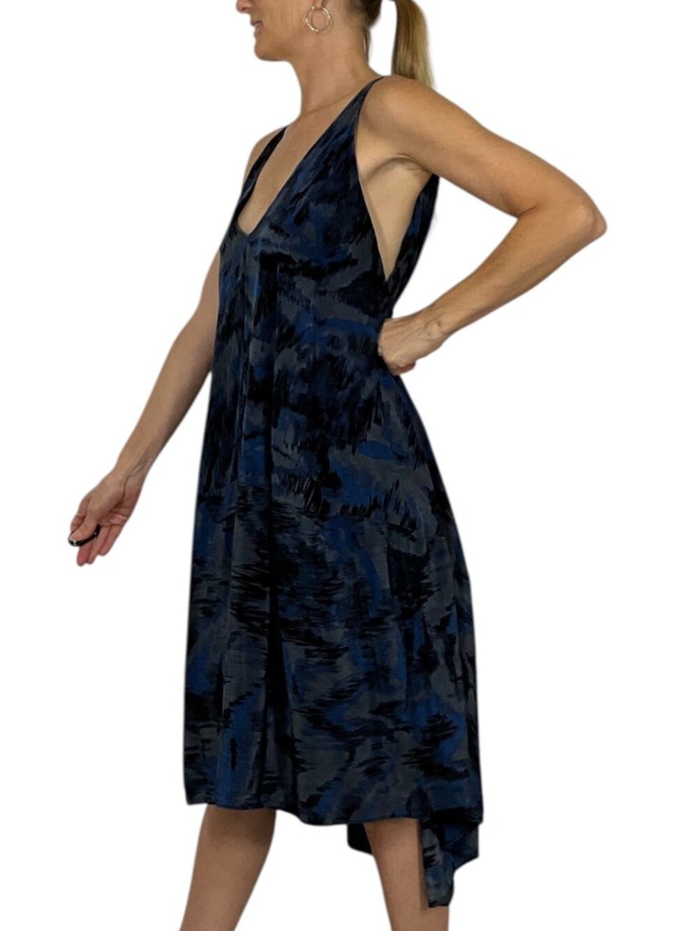Marc By Marc Jacob Silk Dress Xs/S Blue Sleeveless Asymmetrical View 4